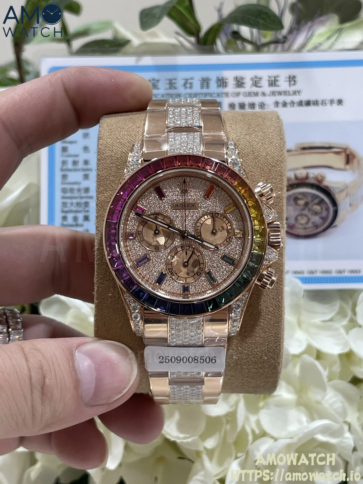 Daytona 116595rbow SW Moissanite Dial on RG Moissanite Braclet 1 weishang_20250926001702