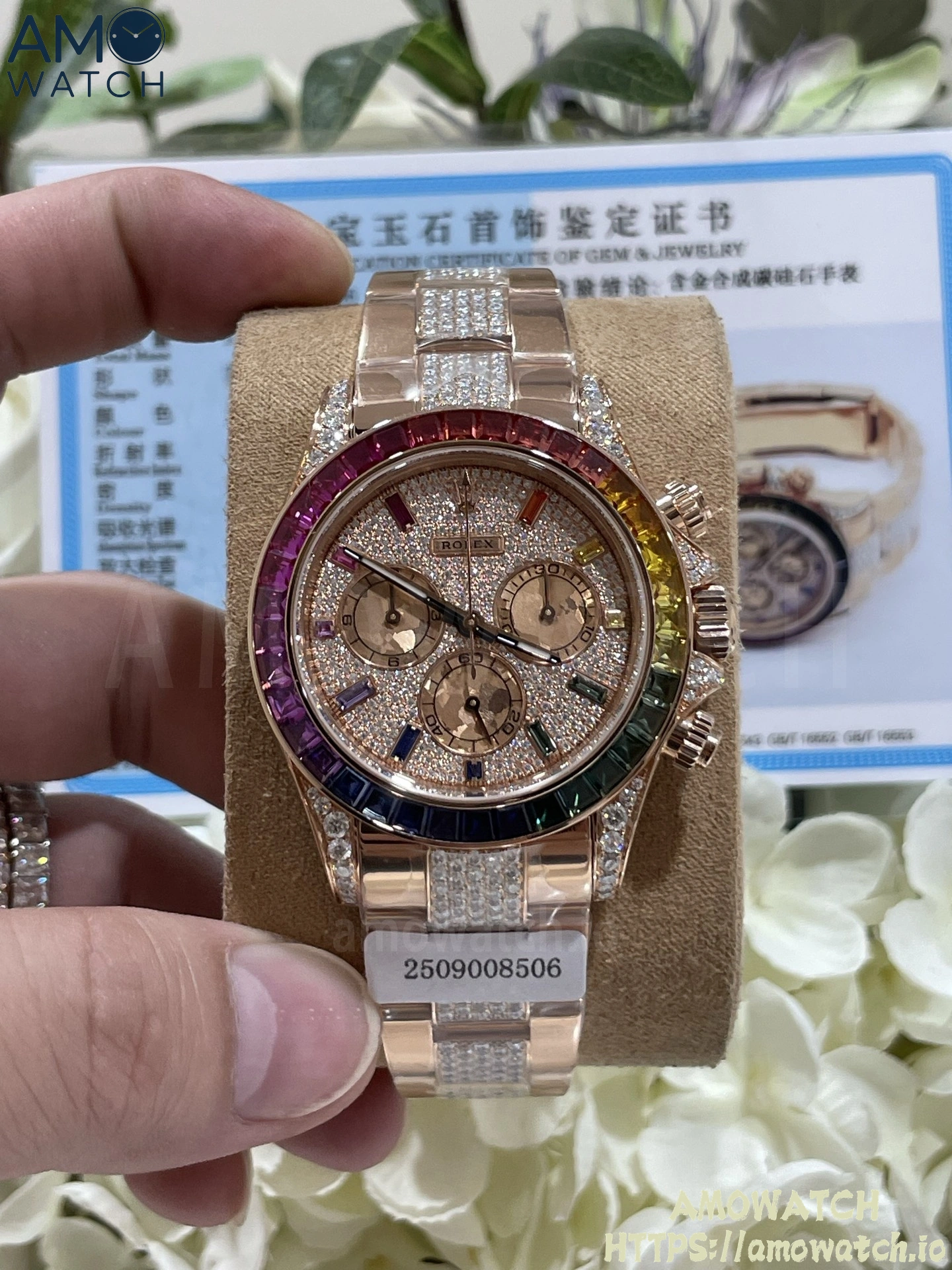 Daytona 116595rbow SW Moissanite Dial on RG Moissanite Braclet 5 weishang_20250926001734